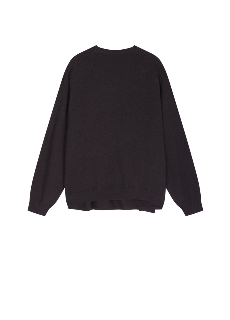 Sweater / JNBY 100% Merino Wool V-Neck Oversized Pullover Rich Brown-2