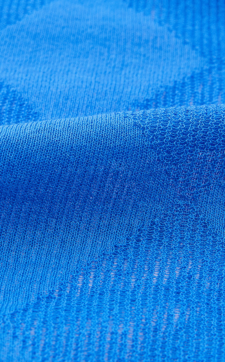 Sweater / JNBY Cotton Blend V-Neck Textured Knit Klein Blue-2