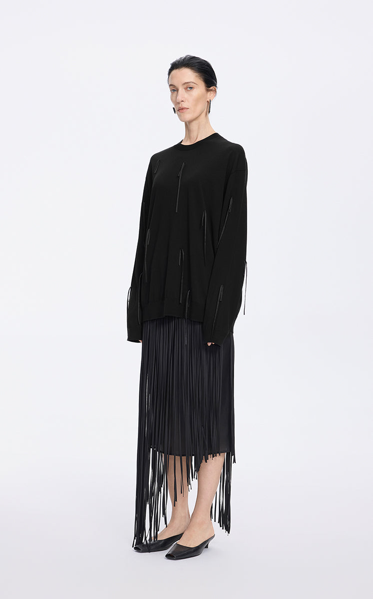 Sweater / JNBY Merino Wool Oversized T-Knit Sweater Black-2