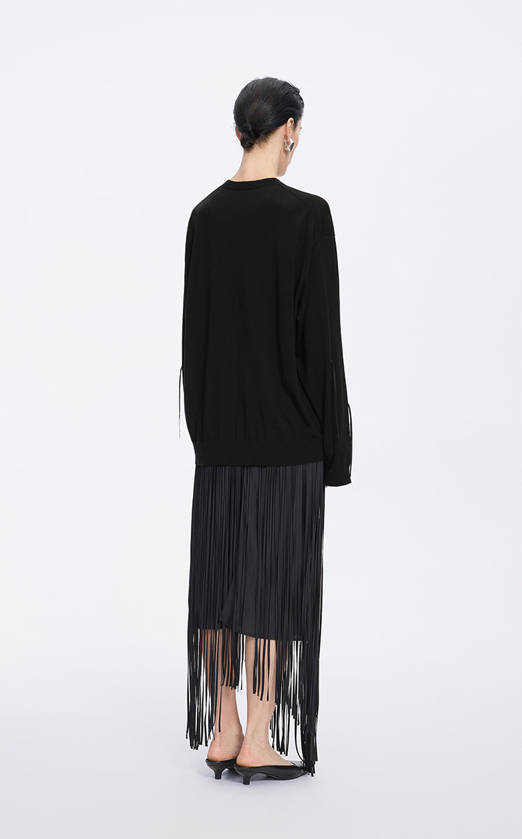 Sweater / JNBY Merino Wool Oversized T-Knit Sweater Black-2