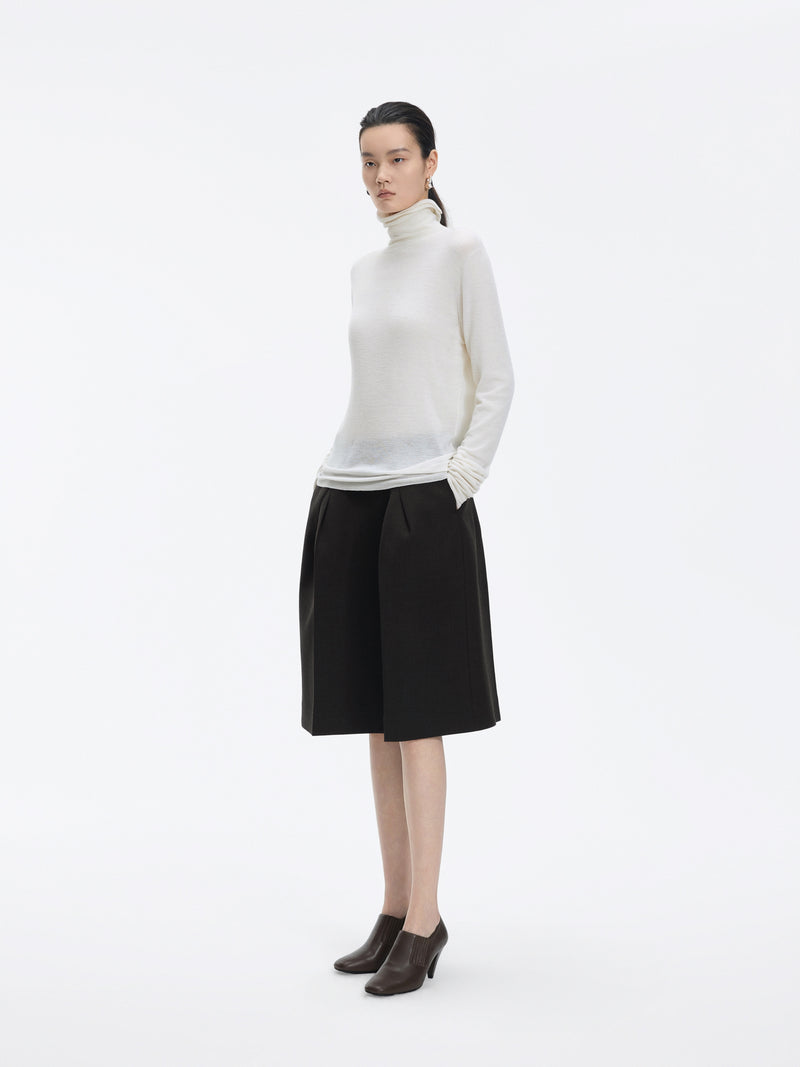Sweater / JNBY Merino Wool Ribbed Turtleneck Natural White-2
