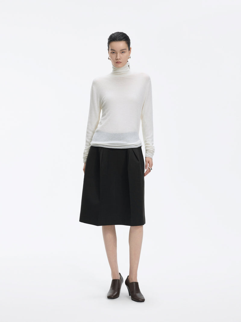 Sweater / JNBY Merino Wool Ribbed Turtleneck Natural White-2