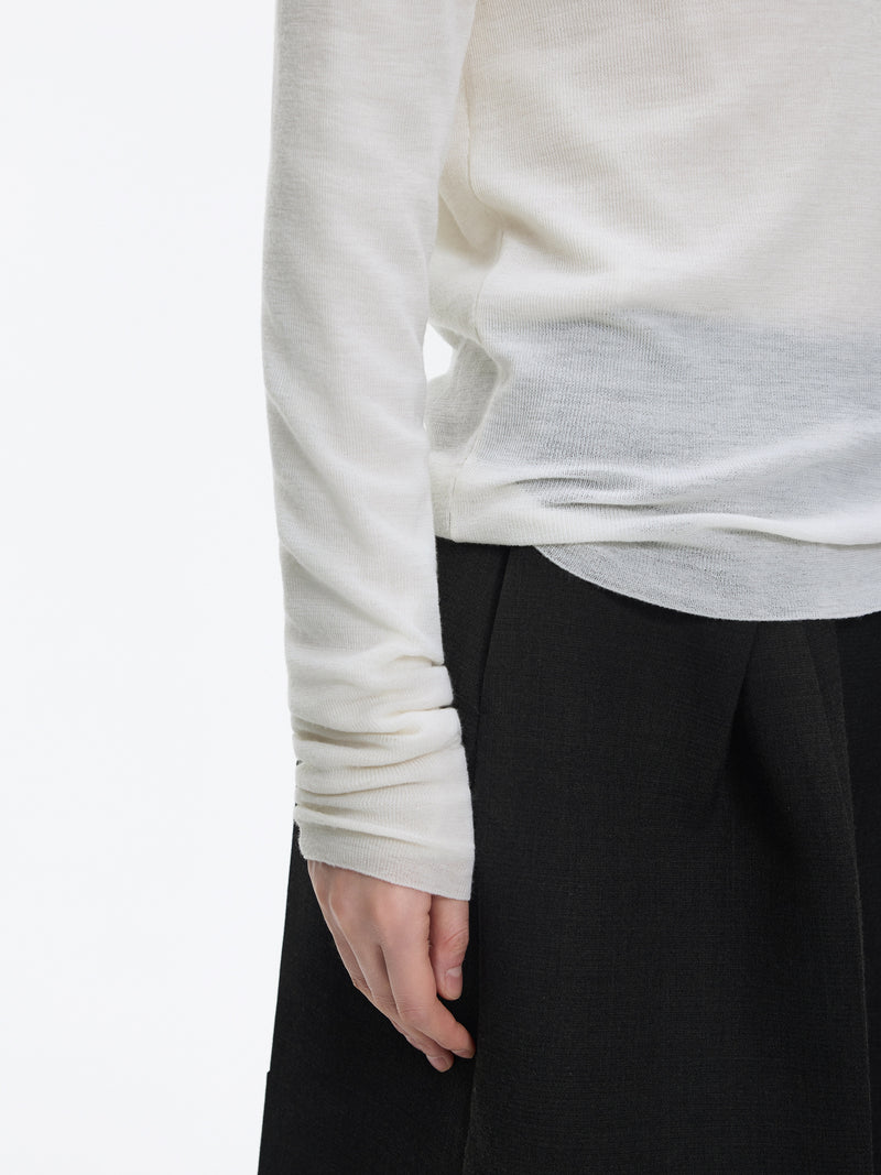 Sweater / JNBY Merino Wool Ribbed Turtleneck Natural White-2