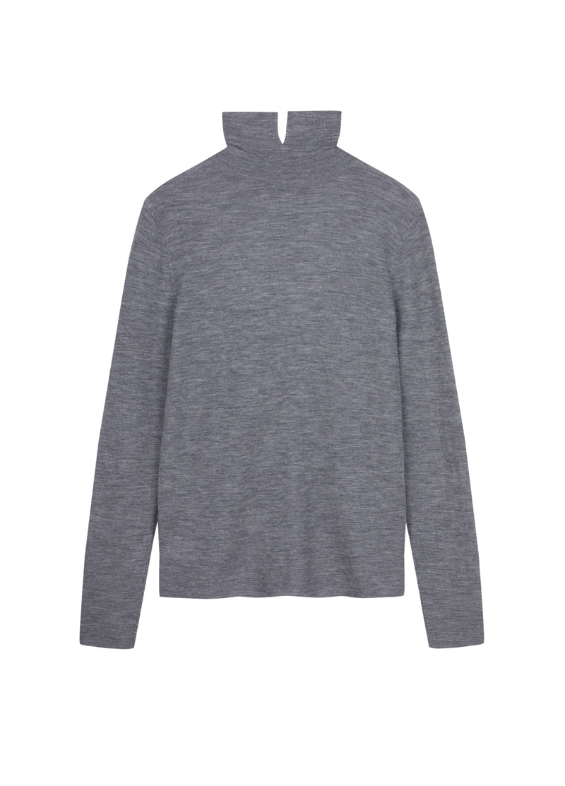Sweater / JNBY Merino Wool Ribbed Turtleneck Medium Heather Gray-3