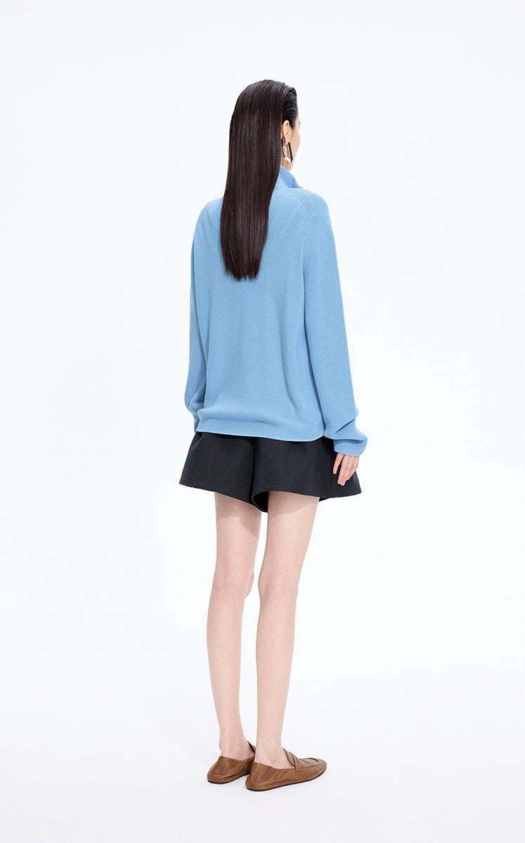 Sweater / JNBY Merino Wool Zip-Stand Pullover Dusty Blue-1