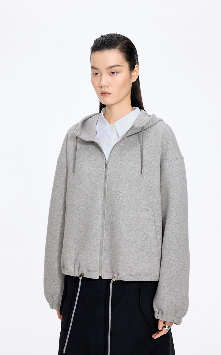 Sweatshirt / JNBY 3D Floral Tassels Zip-Up Hoodie