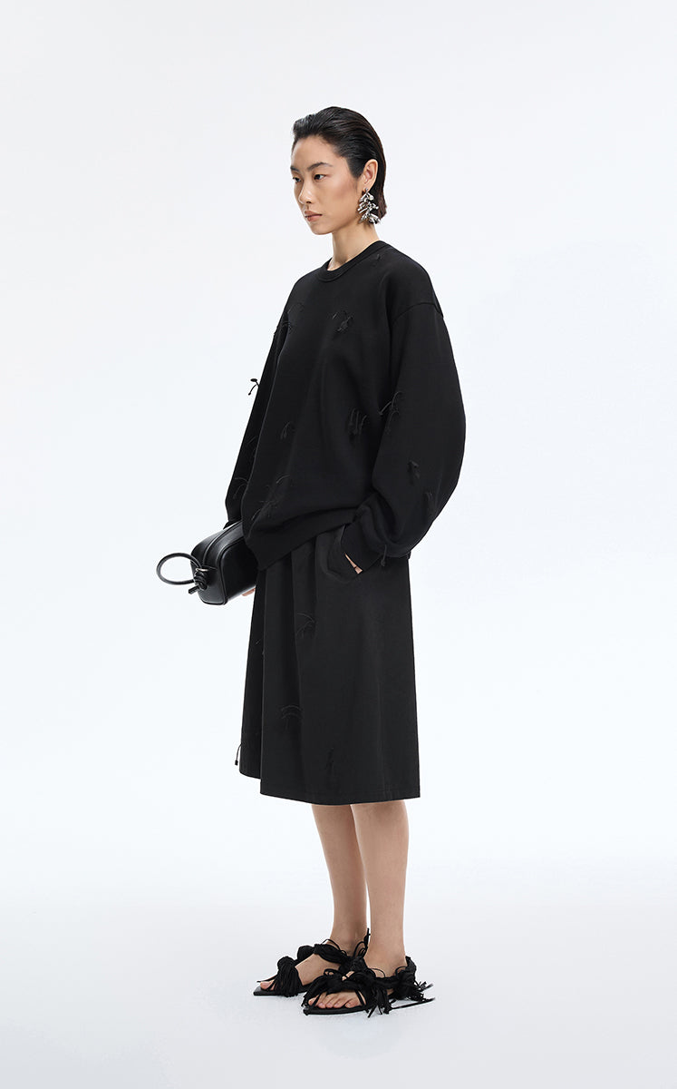 Sweatshirt / JNBY Relaxed 3D Floral Tassels Pullover