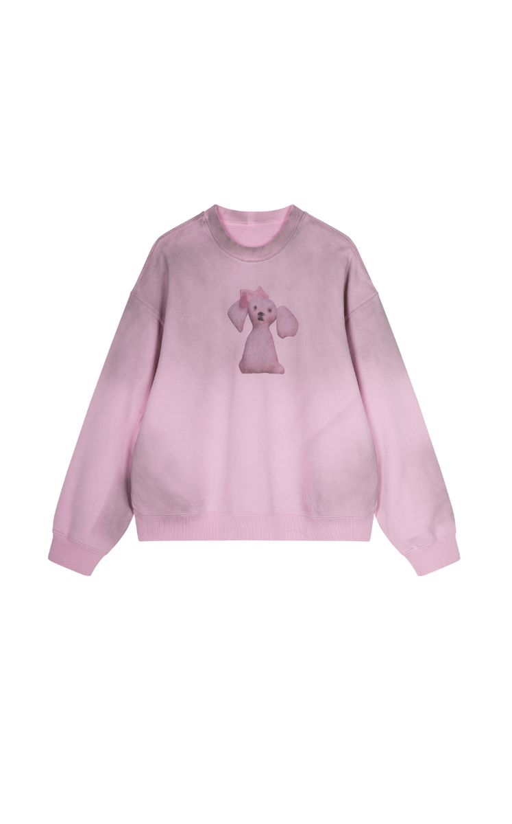 Sweatshirt / JNBY Fuzzy Pup Graphic Oversized Sweatshirt Pink