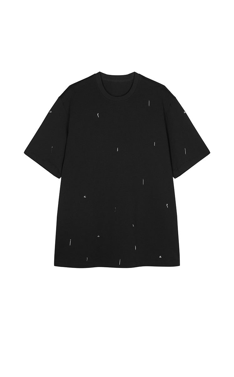 T-Shirt / JNBY Beaded Cotton Oversized Short Sleeve T-Shirt