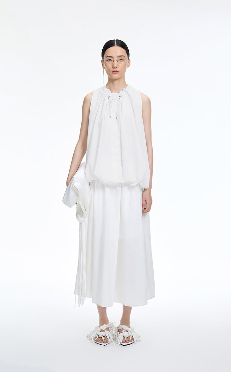 T-Shirt / JNBY Drawstring Collar Cotton T-Shirt Semi Bleach