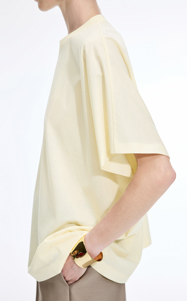 T-Shirt / JNBY Mercerized Cotton Blend Asymmetric T-Shirt