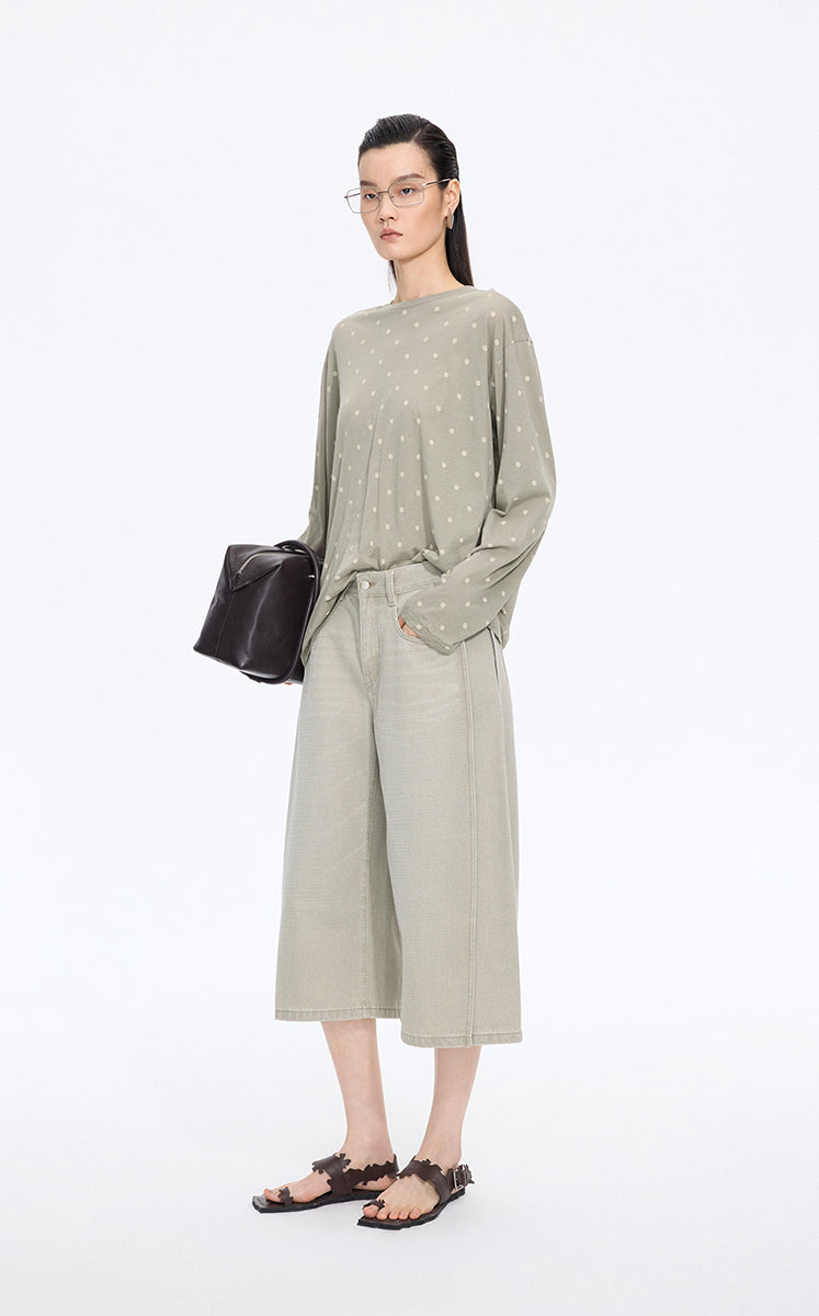T-Shirt / JNBY Polka Dot Cotton Long Sleeve T-Shirt