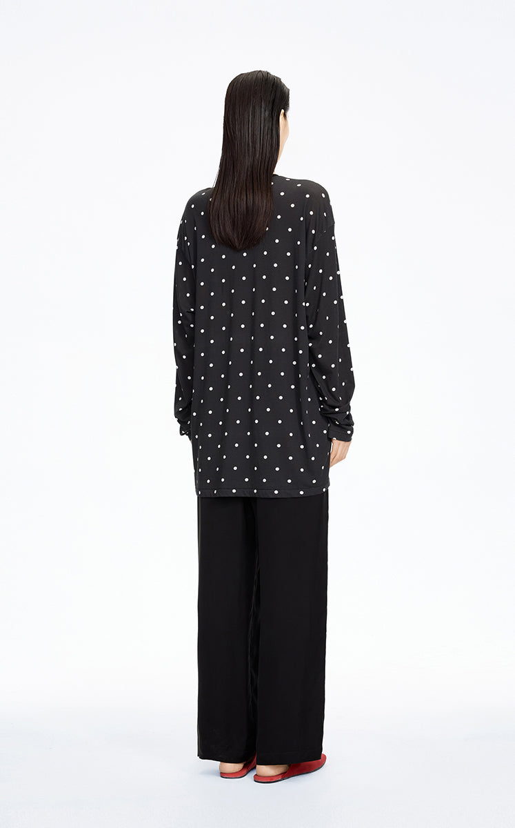 T-Shirt / JNBY Polka Dot Cotton Long Sleeve T-Shirt