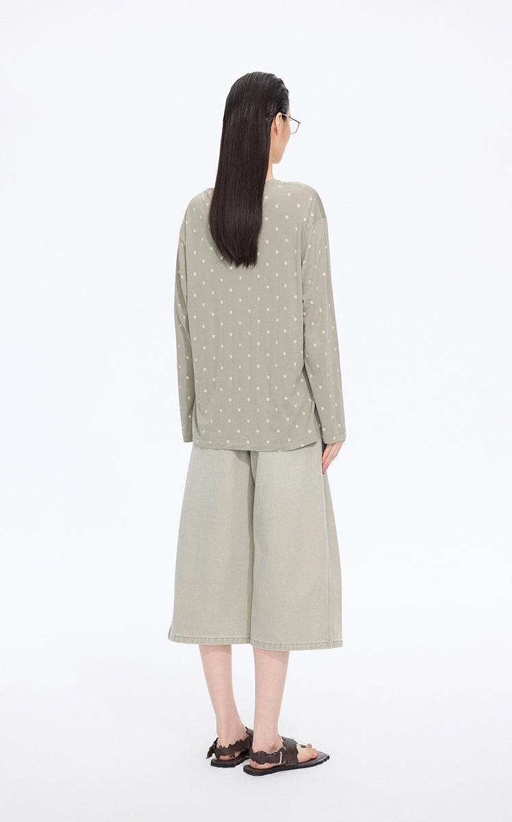 T-Shirt / JNBY Polka Dot Cotton Long Sleeve T-Shirt