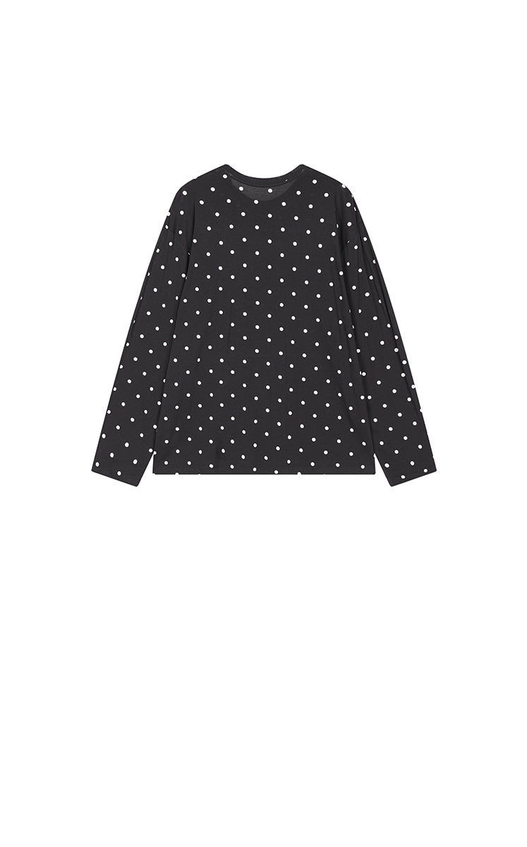 T-Shirt / JNBY Polka Dot Cotton Long Sleeve T-Shirt