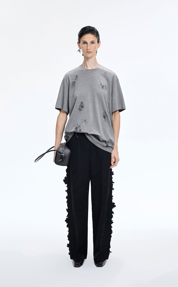 T-Shirt / JNBY Sculptural Fringe Floral Tee Grey