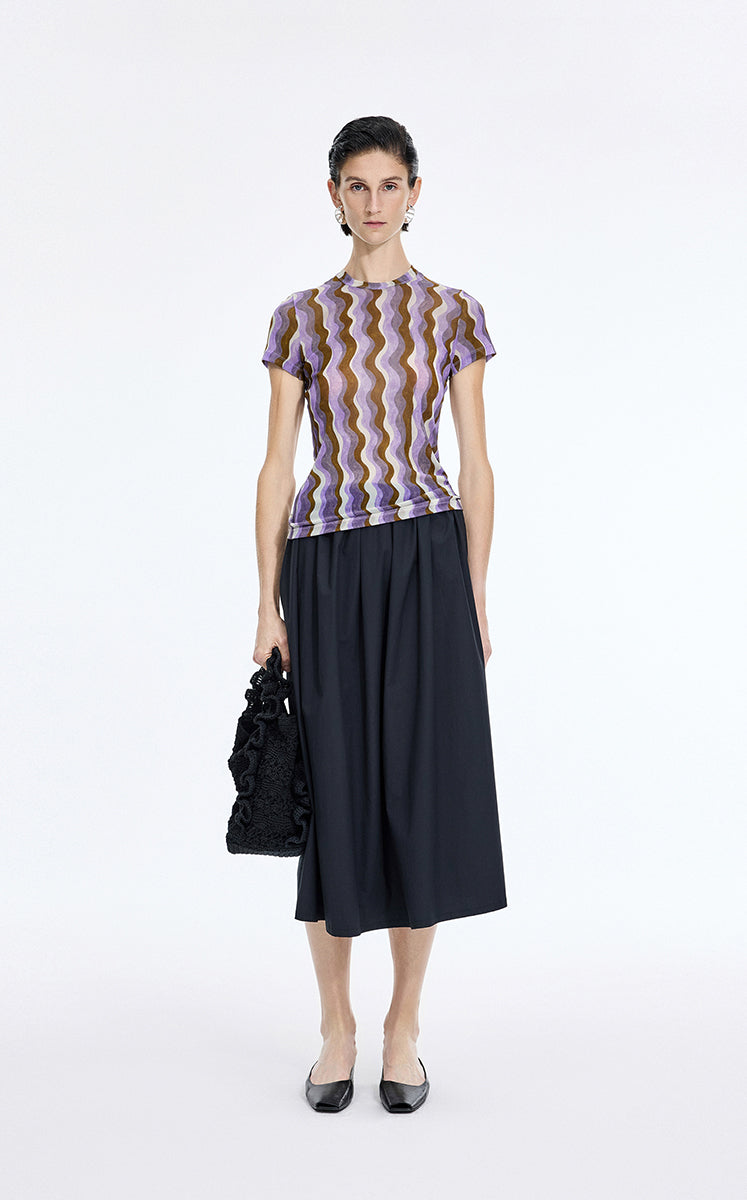 T-Shirt / JNBY Sheer Pop Stripe Mesh T-Shirt Purple