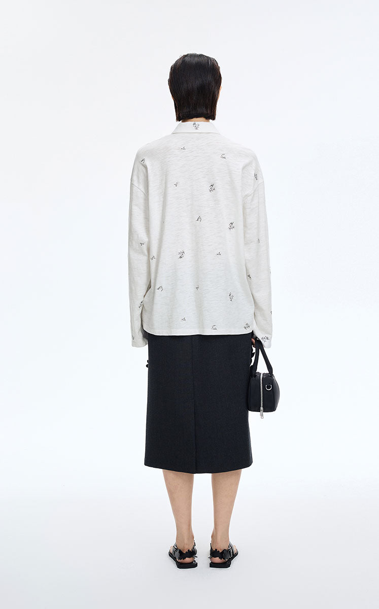T-Shirt / JNBY Watercolor Floral Long-Sleeve Polo