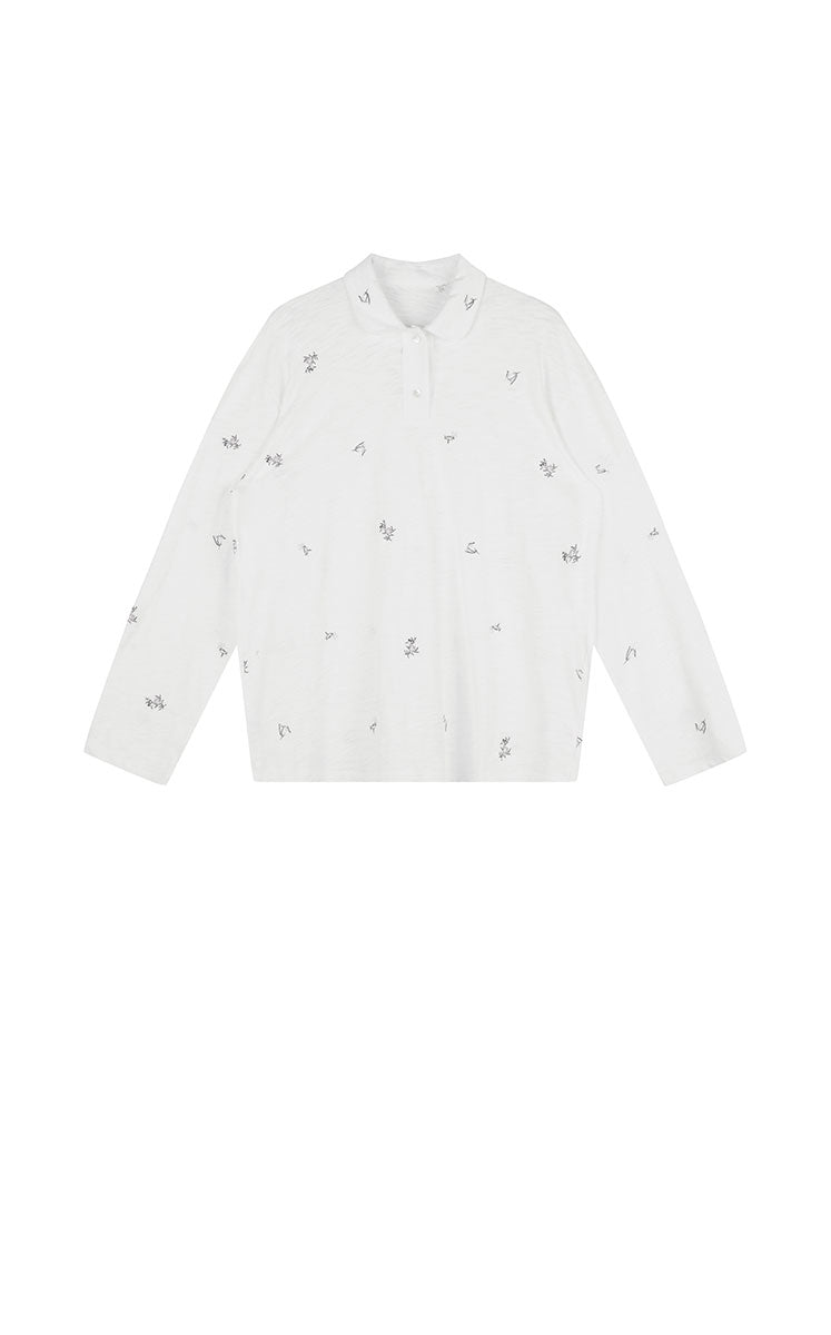 T-Shirt / JNBY Watercolor Floral Long-Sleeve Polo