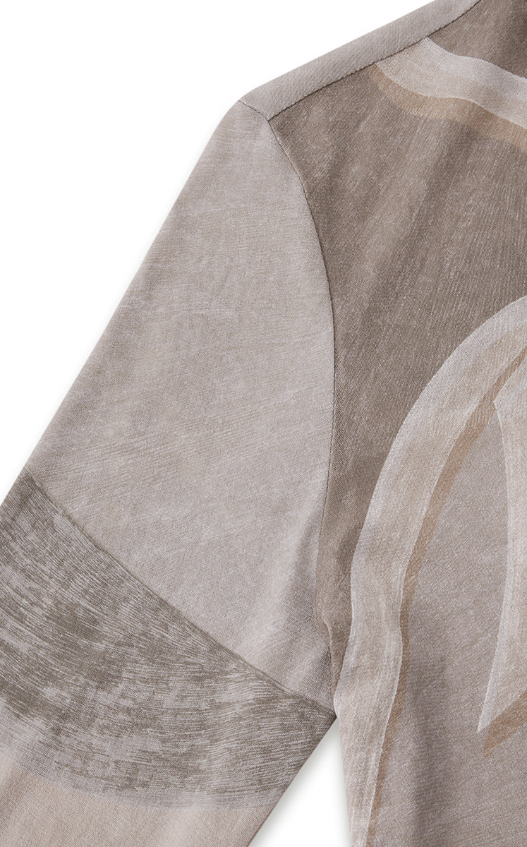 T-Shirt / JNBY Abstract Print Stretch Mesh Slim Fit Top