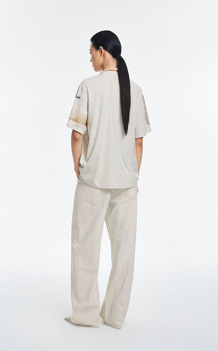 T-Shirt / JNBY Cotton Relaxed Fit Abstract Print Tee