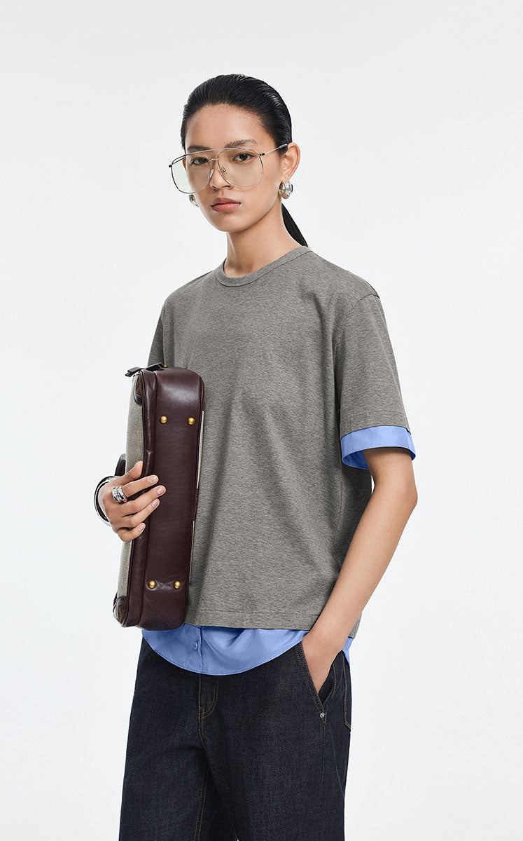 T-Shirt / JNBY Cotton Silk Panel Relaxed Tee