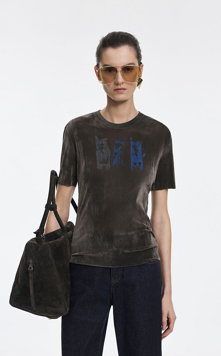 T-Shirt / JNBY Flocked Mesh Graphic Tee