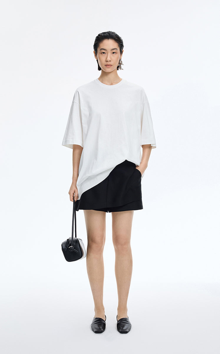 T-Shirt / JNBY Oversized Cotton Short Sleeve T-Shirt Off White