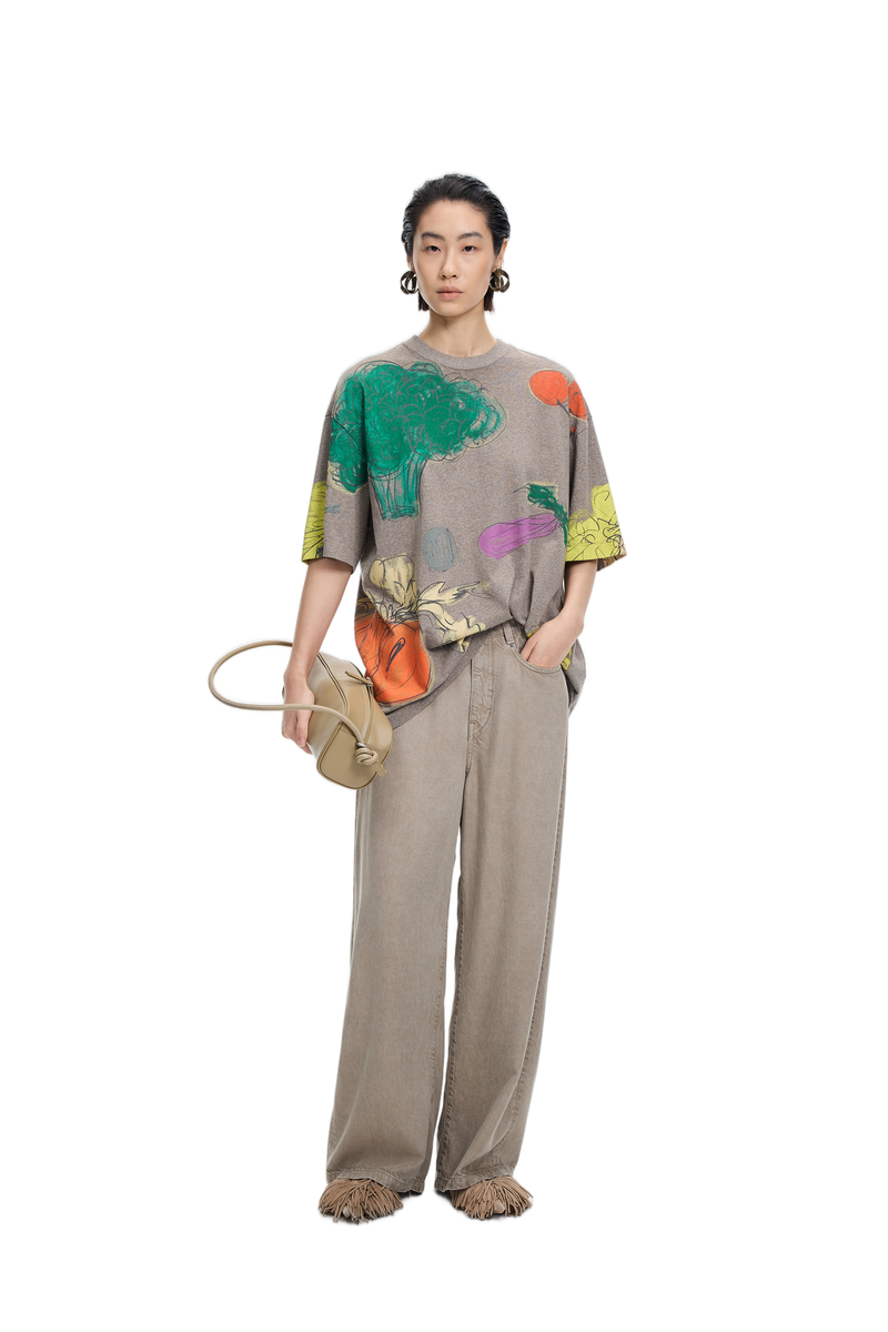 T-Shirt / JNBY Vegetable Graphic Cotton T-Shirt Khaki