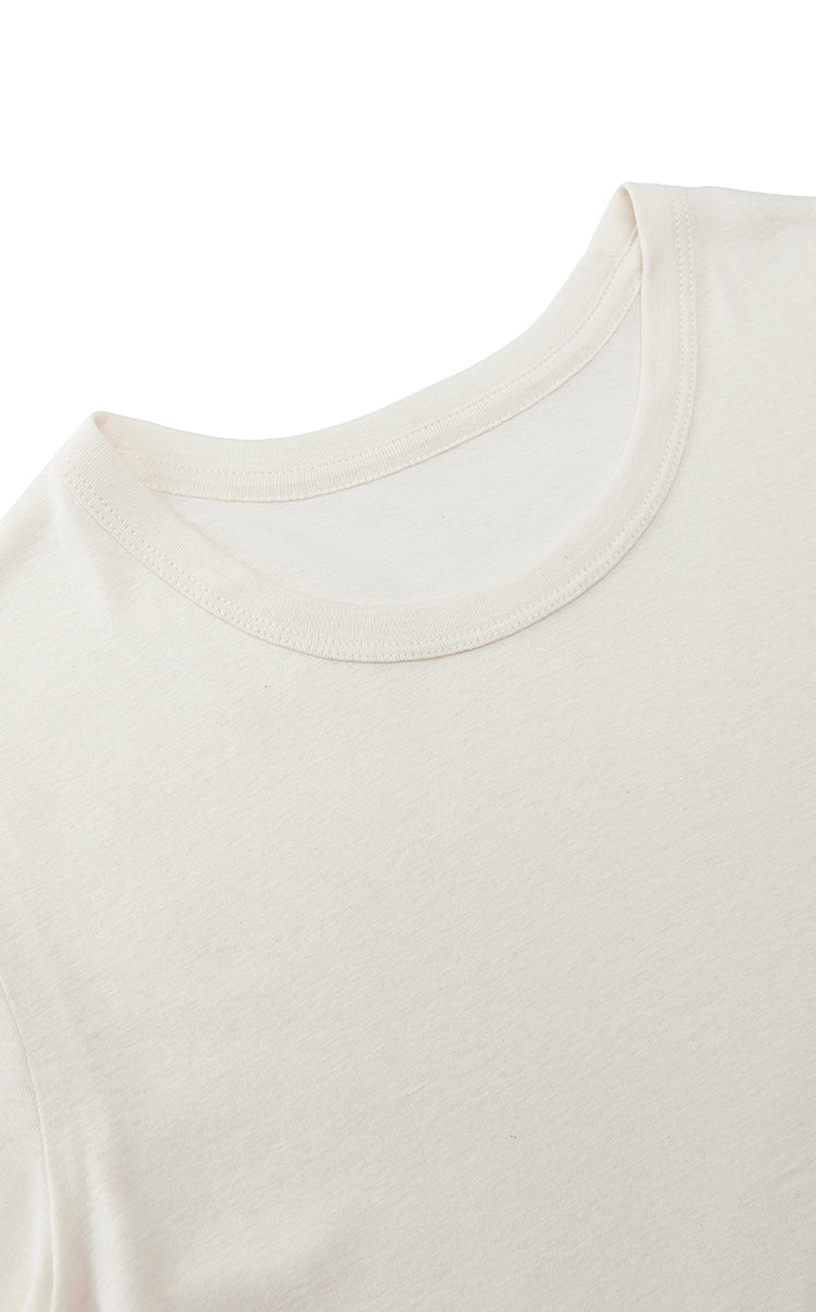 T-Shirt / JNBY Cotton Cashmere Cropped T-Shirt Grey White-2