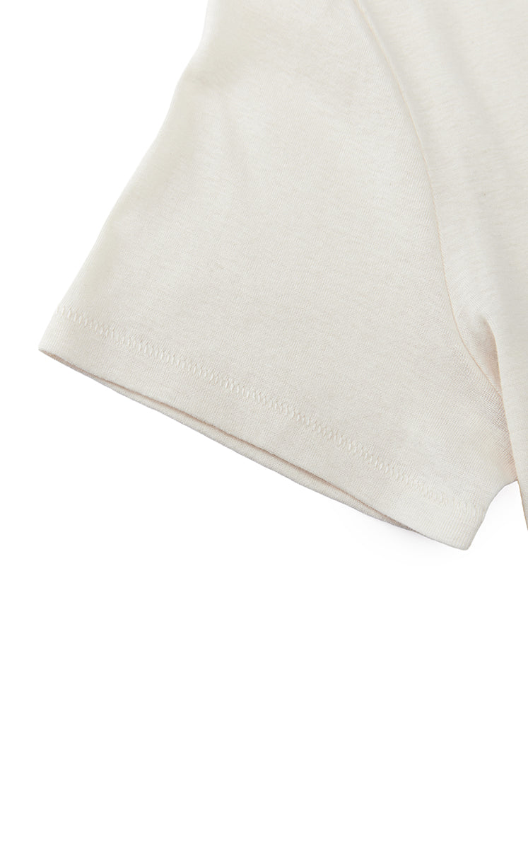 T-Shirt / JNBY Cotton Cashmere Cropped T-Shirt Grey White-2