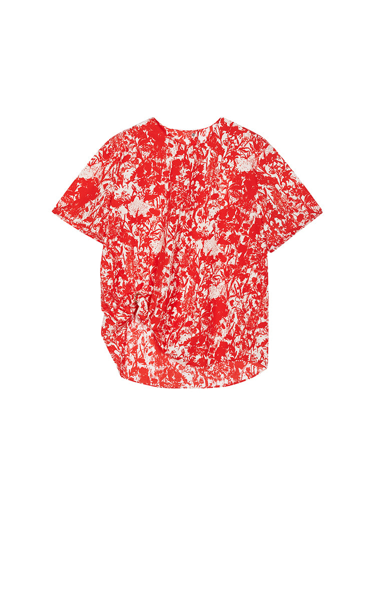 T-Shirt / JNBY Floral Cotton Relaxed T-Shirt Red-1