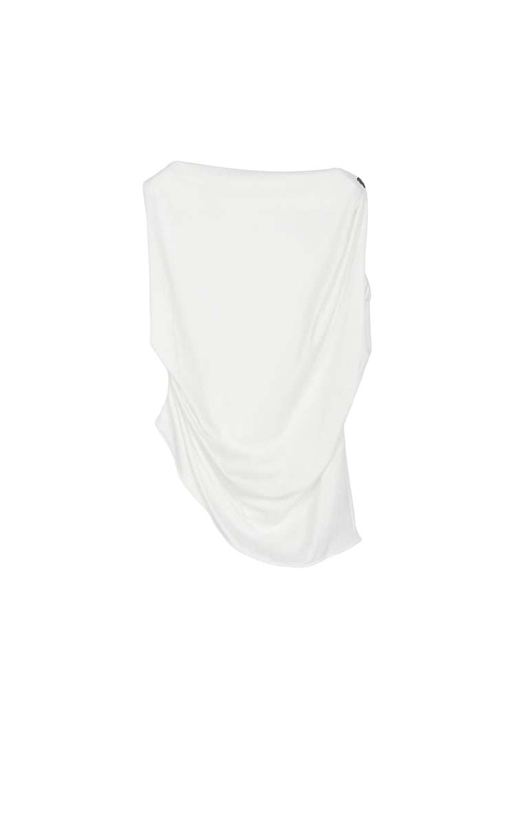 T-Shirt / JNBY Silk-Blend Draped Sleeveless T-Shirt Ecru-2