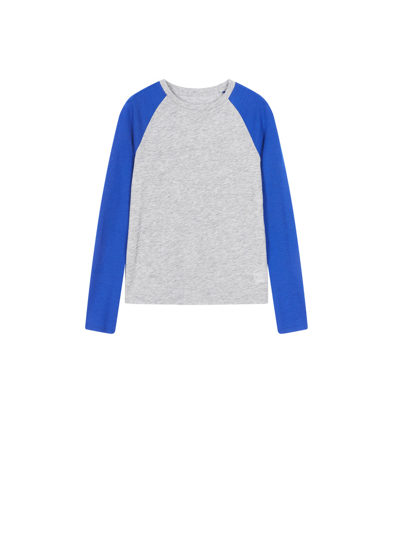 T-Shirt / JNBY Wool Blend Raglan Sleeve Top Blue Heather Gray-1