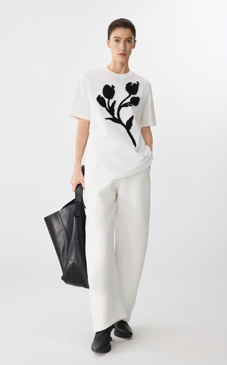 T-shirt / JNBY Embroidered Loose-Fit T-shirt White