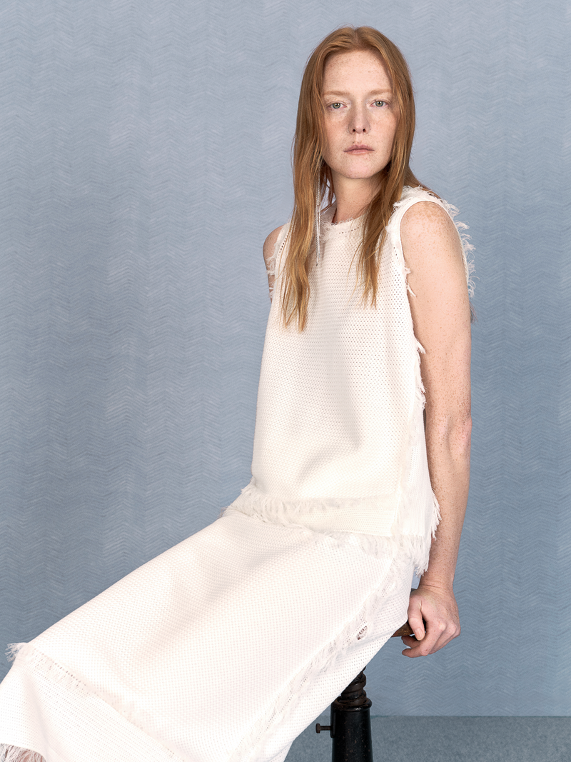 Tank Top / JNBY Fringe Trim Cotton Knit Vest