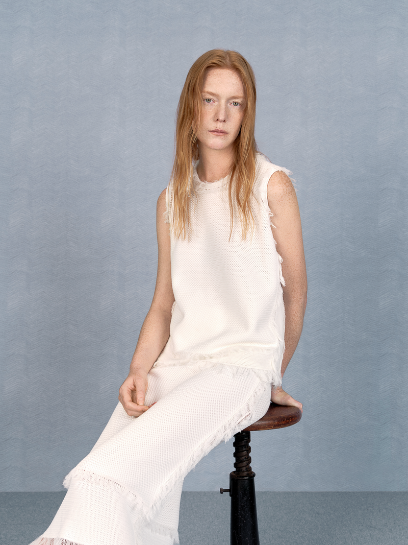 Tank Top / JNBY Fringe Trim Cotton Knit Vest