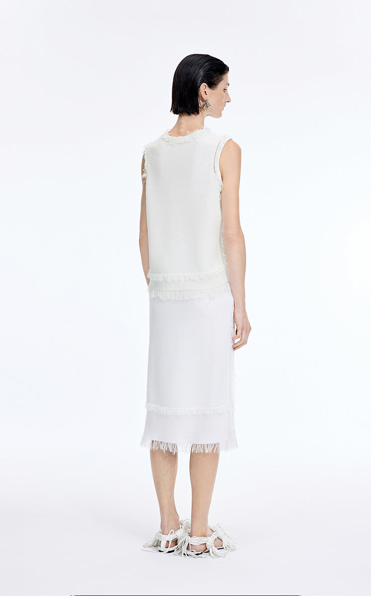 Tank Top / JNBY Fringe Trim Cotton Knit Vest
