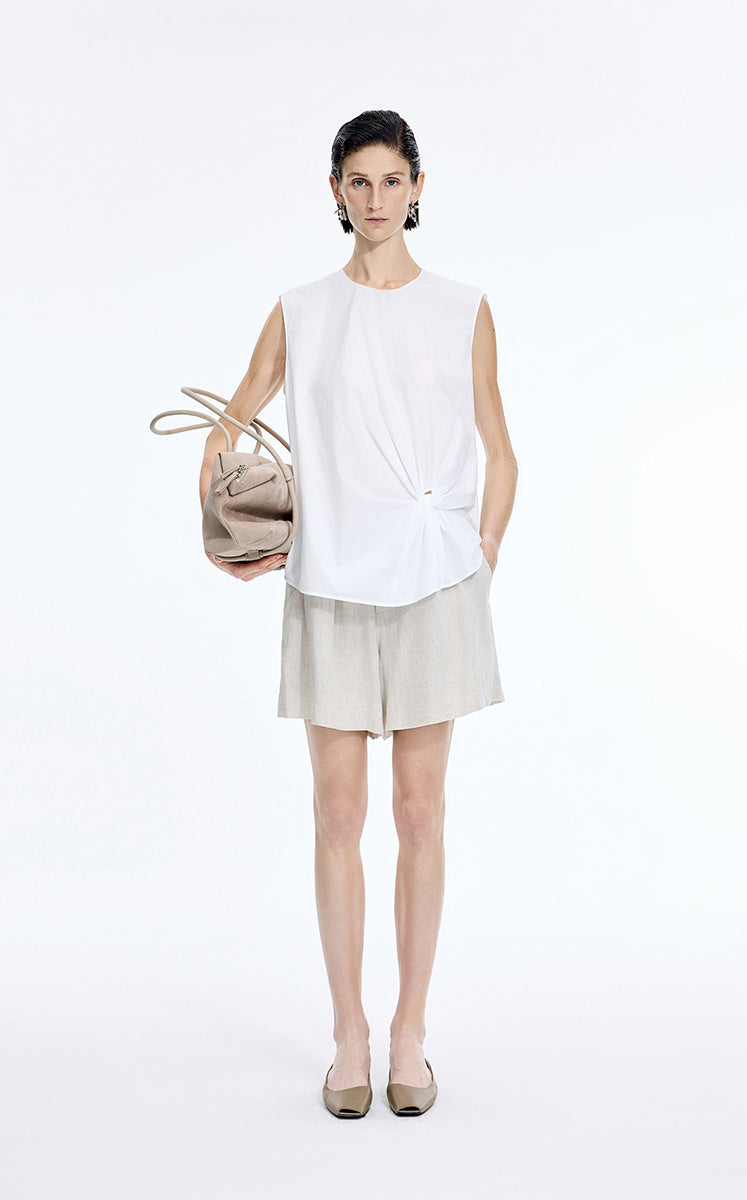 Top / JNBY Gathered Cotton Sleeveless Top Ecru