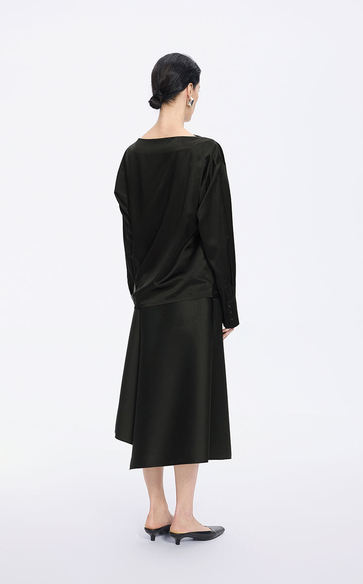 Top / JNBY Off-Shoulder Silk-Blend Deconstructed Top