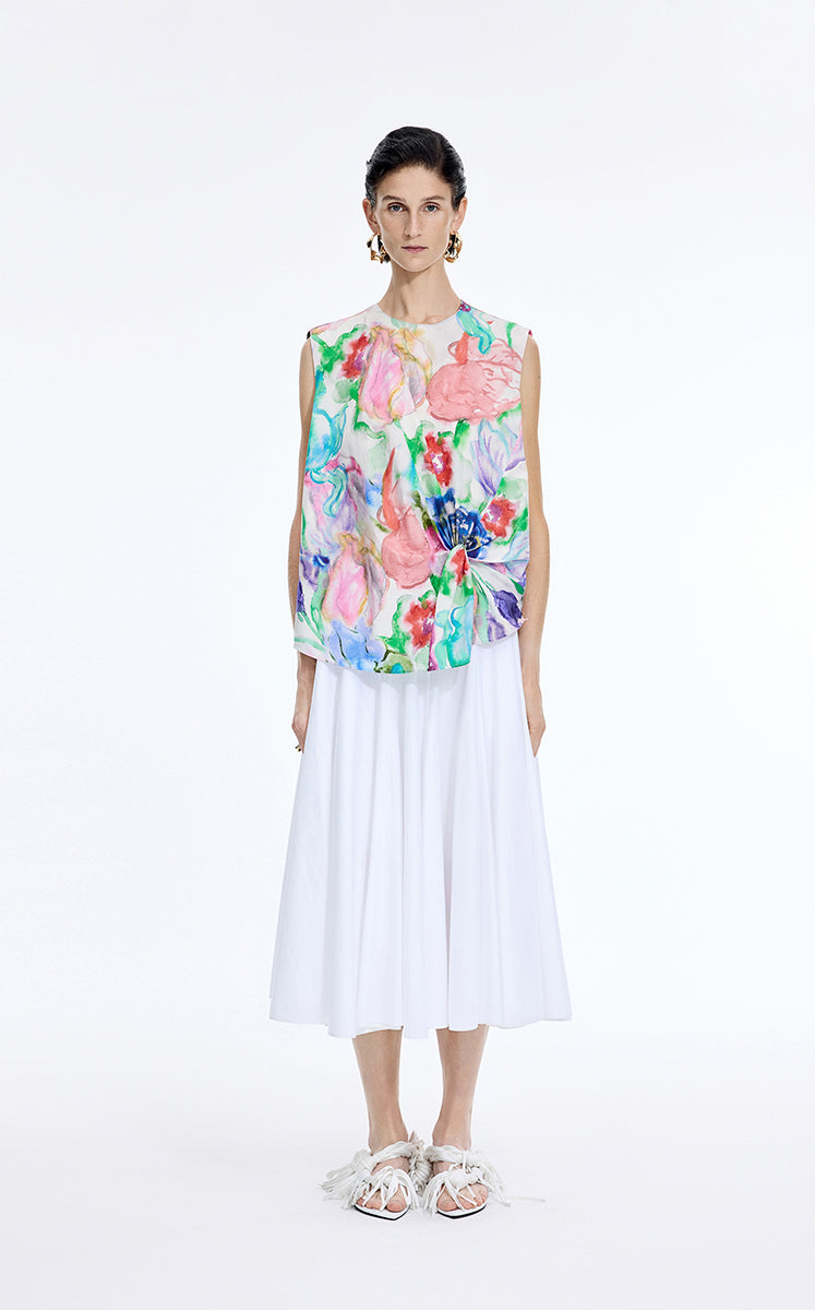 Top / JNBY Watercolor Floral Sleeveless Top Purple