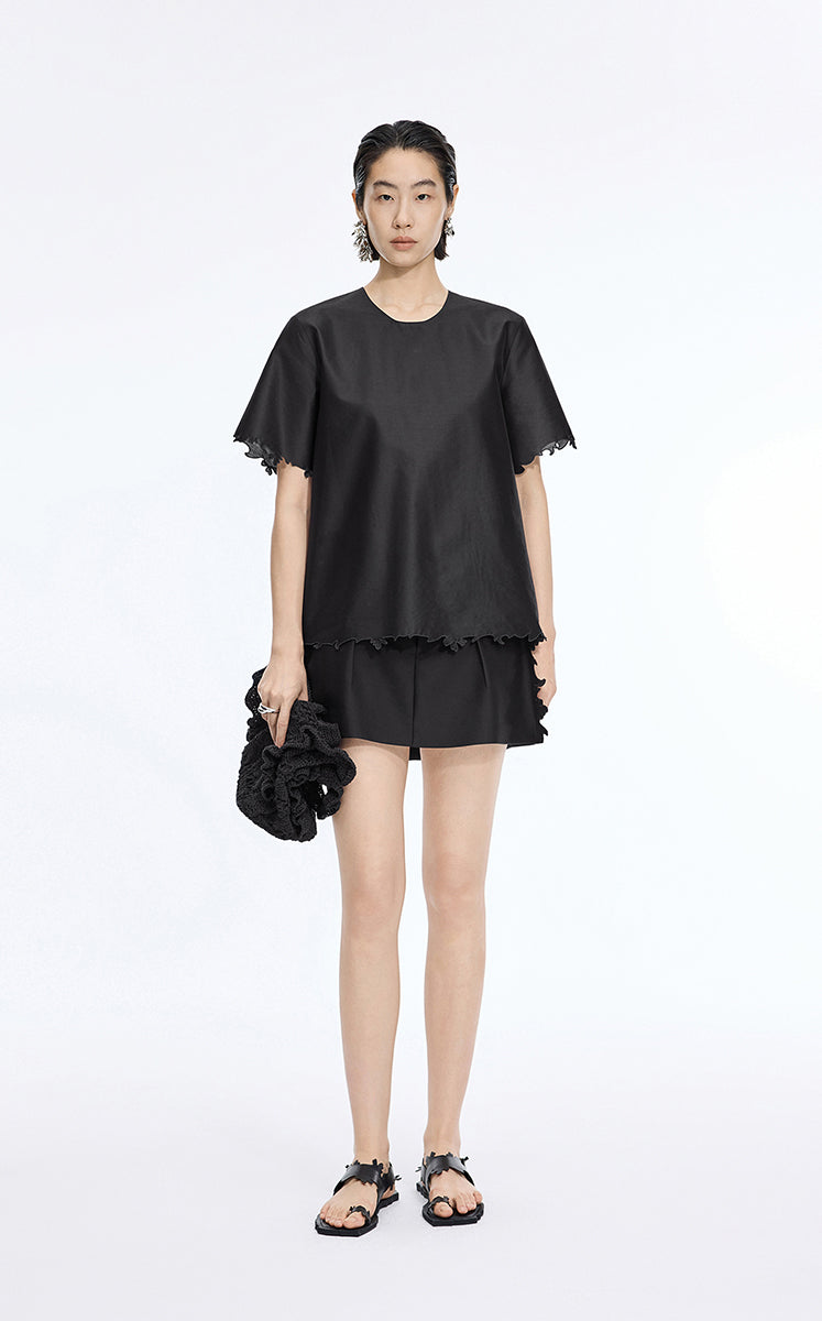 Top / JNBY Merino Silk Embroidered Knit Top Black
