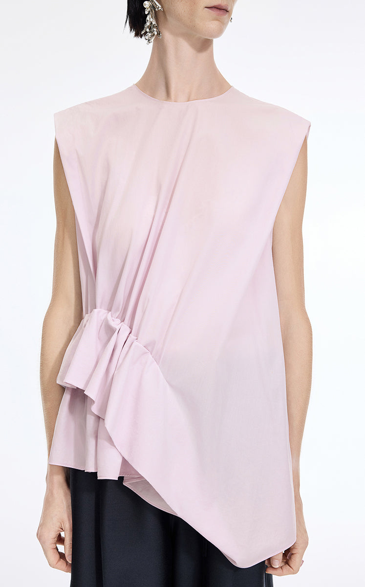 Top / JNBY Cotton Poplin Sleeveless Cinched Top Light Pink-1