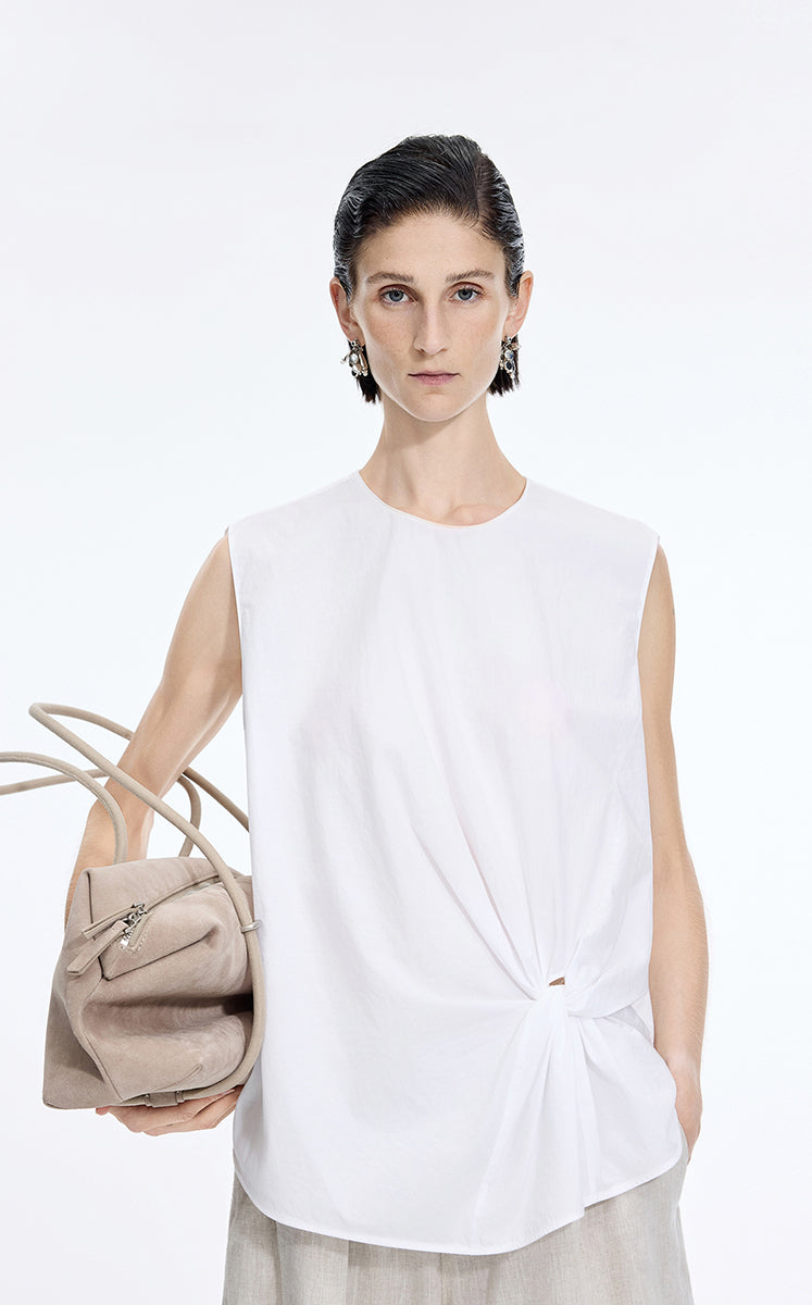 Top / JNBY Gathered Cotton Sleeveless Top Ecru-1