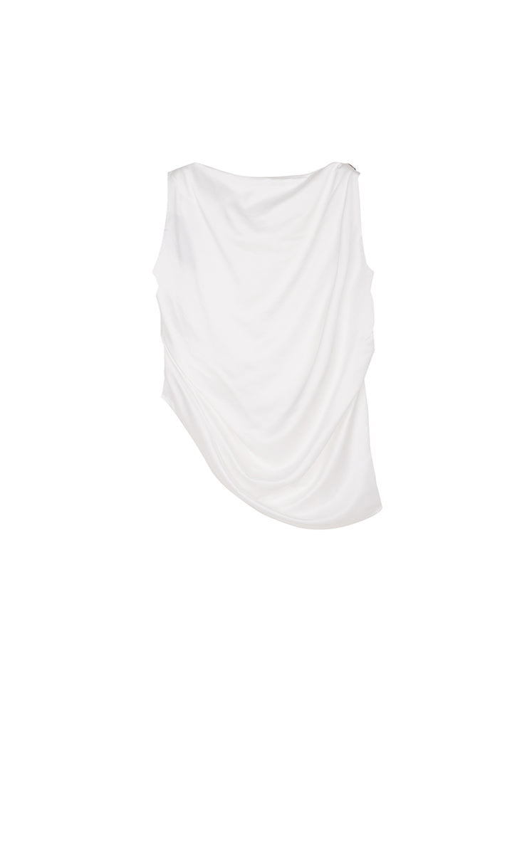 Top / JNBY Satin Drape Sleeveless Top Off White-3