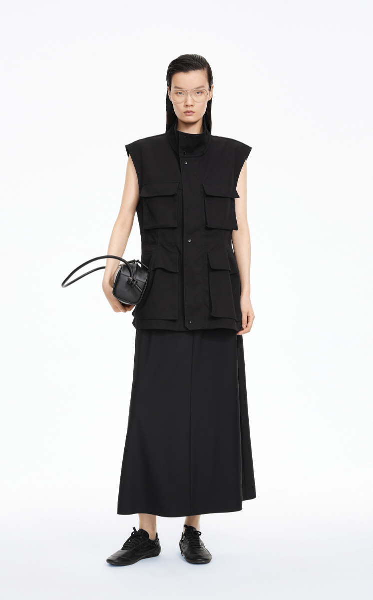 Vest / JNBY Long Cotton Utility Vest Black