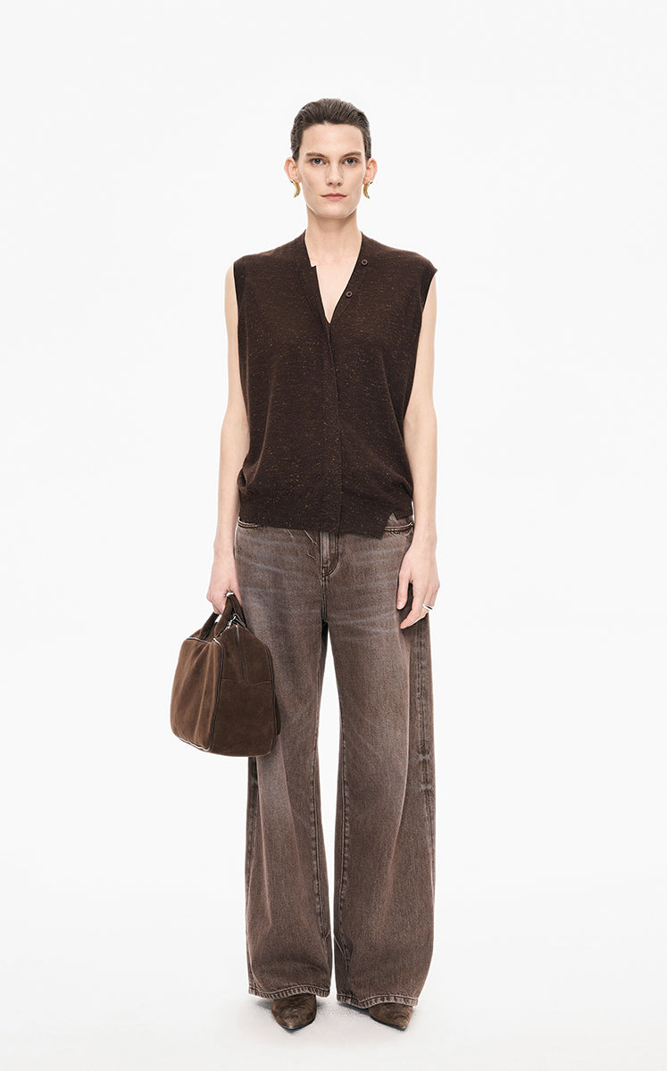 Sweater / JNBY Loose Wool Metallic Vest Brown