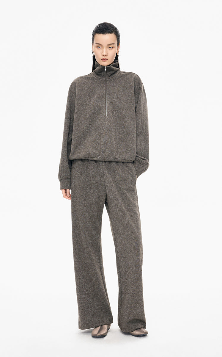 Sweatshirt / JNBY Cotton-Blend Half-Zip Pullover brown