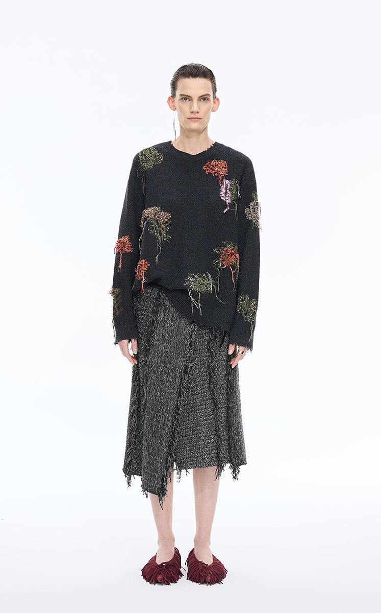 Skirt / JNBY Textured A-Line Midi Skirt Black
