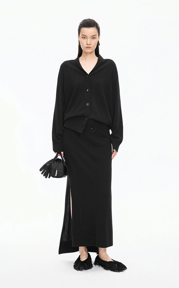 Skirt / JNBY H-Line Wool-Cashmere Long Skirt